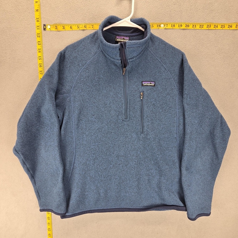Patagonia Jacket Mens Medium Blue Better Sweater 1/4 Zip Fleece Pullover